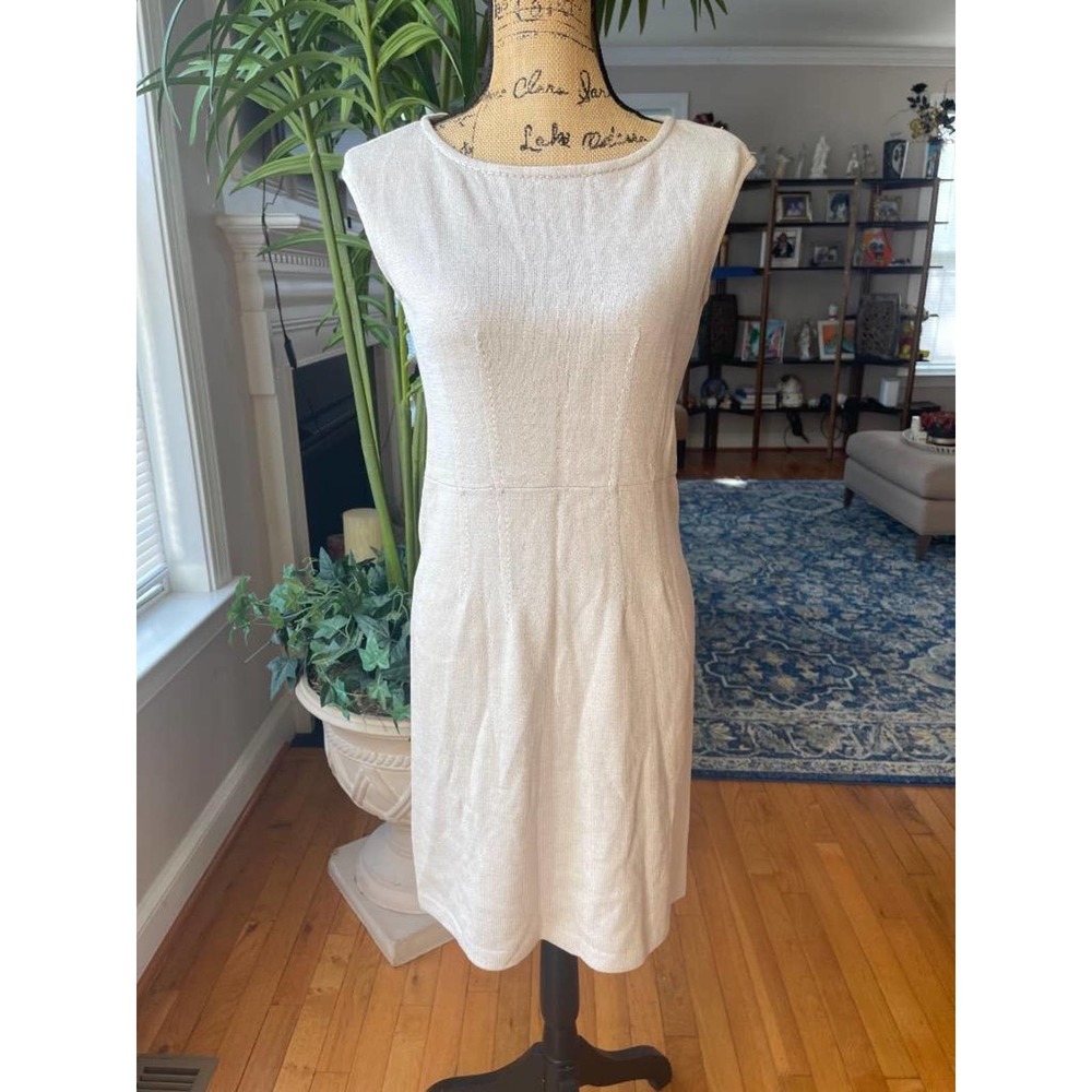Classic Sleeveless Cream Shift Dress